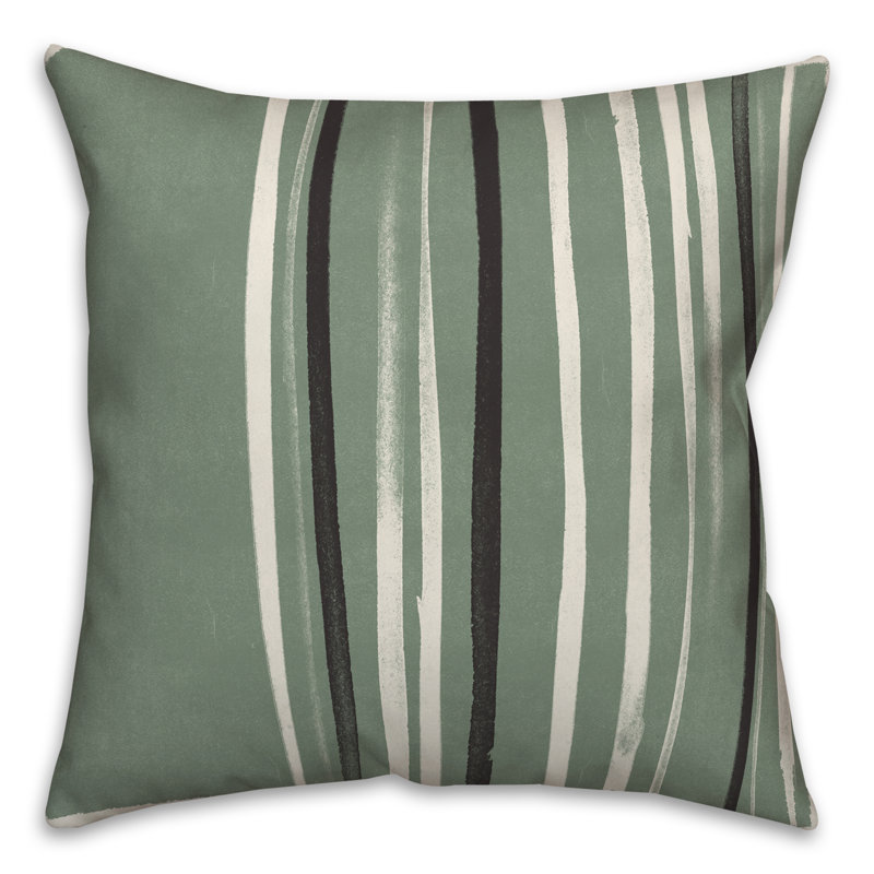  Housse de coussin d'extérieur carré à fines rayures, Vert
