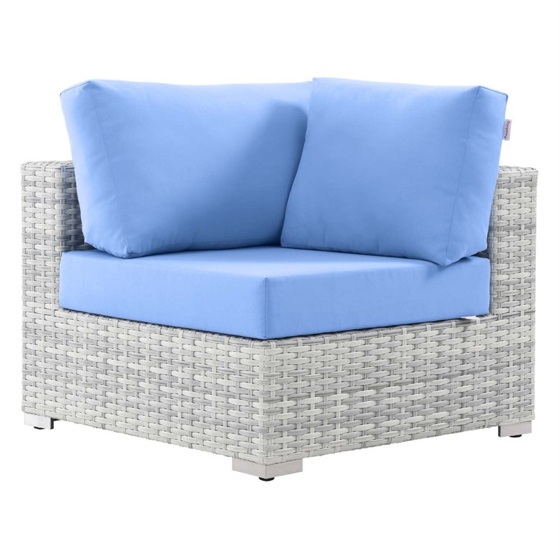 Convene Outdoor Patio Corner Chair, Light Blue
