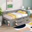 Lit de jour simple avec 4 tiroirs et tablettes de rangement, cadre de lit plateforme en bois avec tête de lit en L, lit d'angle-111445214