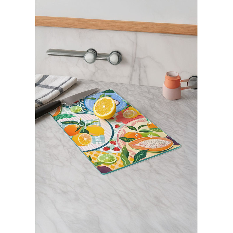 Premium Tempered Glass Cutting Board, 11.8 x 15.7 inches | 100% Antibacterial, Easy Clean Design with Non-Slip Silicone Feet | Ideal for Safe Food Preparation in Kitchen, Stylish & Functional