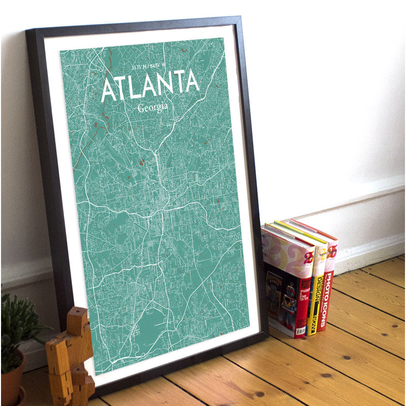 Atlanta City Map - No Frame Print, 43cm H x 28cm W x 0.13cm D