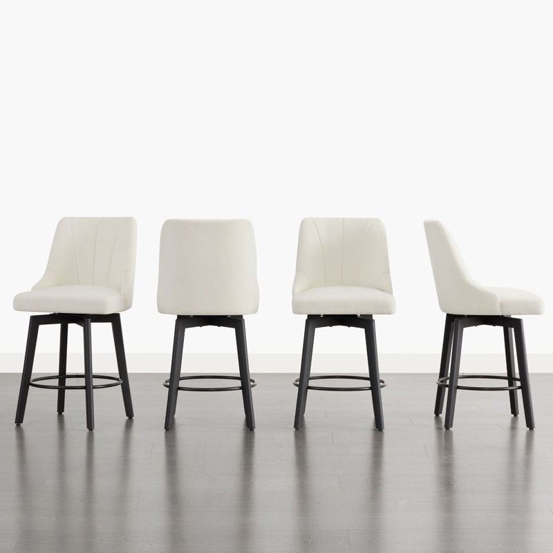 Swivel Upholstered Counter Stool, White