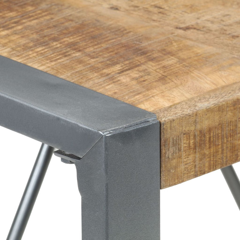 Raylan Solid Wood Top Metal Base Dining Table, Grey, Natural