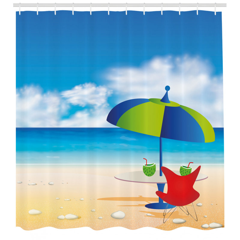 Ensemble de rideau de douche et de crochets beach, H 70 po x l 69 po