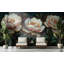 Adhésif mural pivoine rose sur fond foncé-1330468899