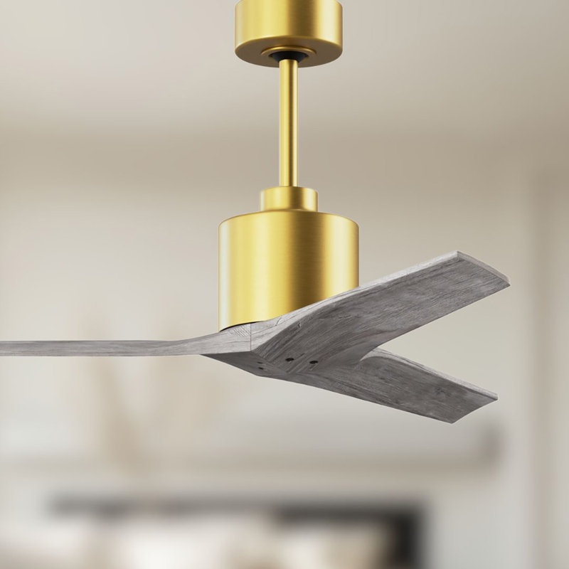 Mollywood - 42" Ceiling Fan - Textured Bronze Finish - Matte Black Blades, 42", Brushed Brass, Barn Wood Tone