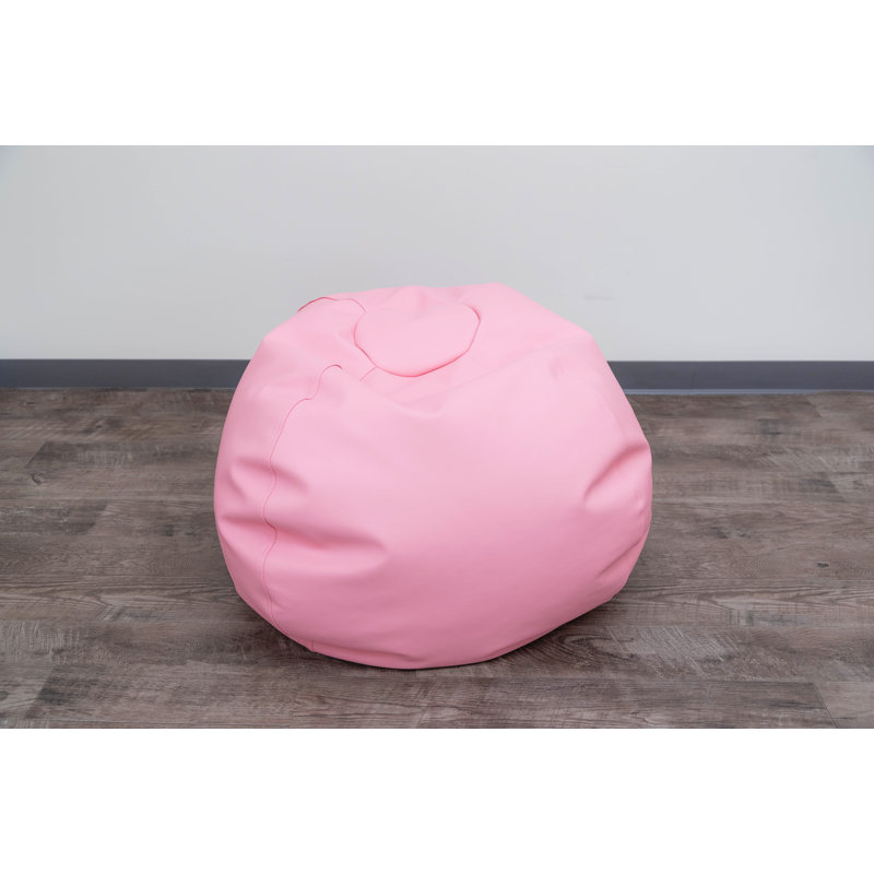 Go2 Bean Bag Faux Leather Classic Bean Bag, Gray, 16" H x 35" W x 35" D