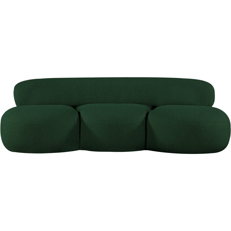 Isia Upholstered 88.5'' Sofa, Green Boucle Fabric