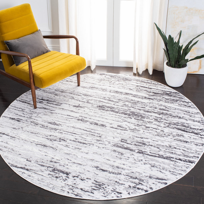 Seng 700 Performance Abstract Rug, Round 5'3"