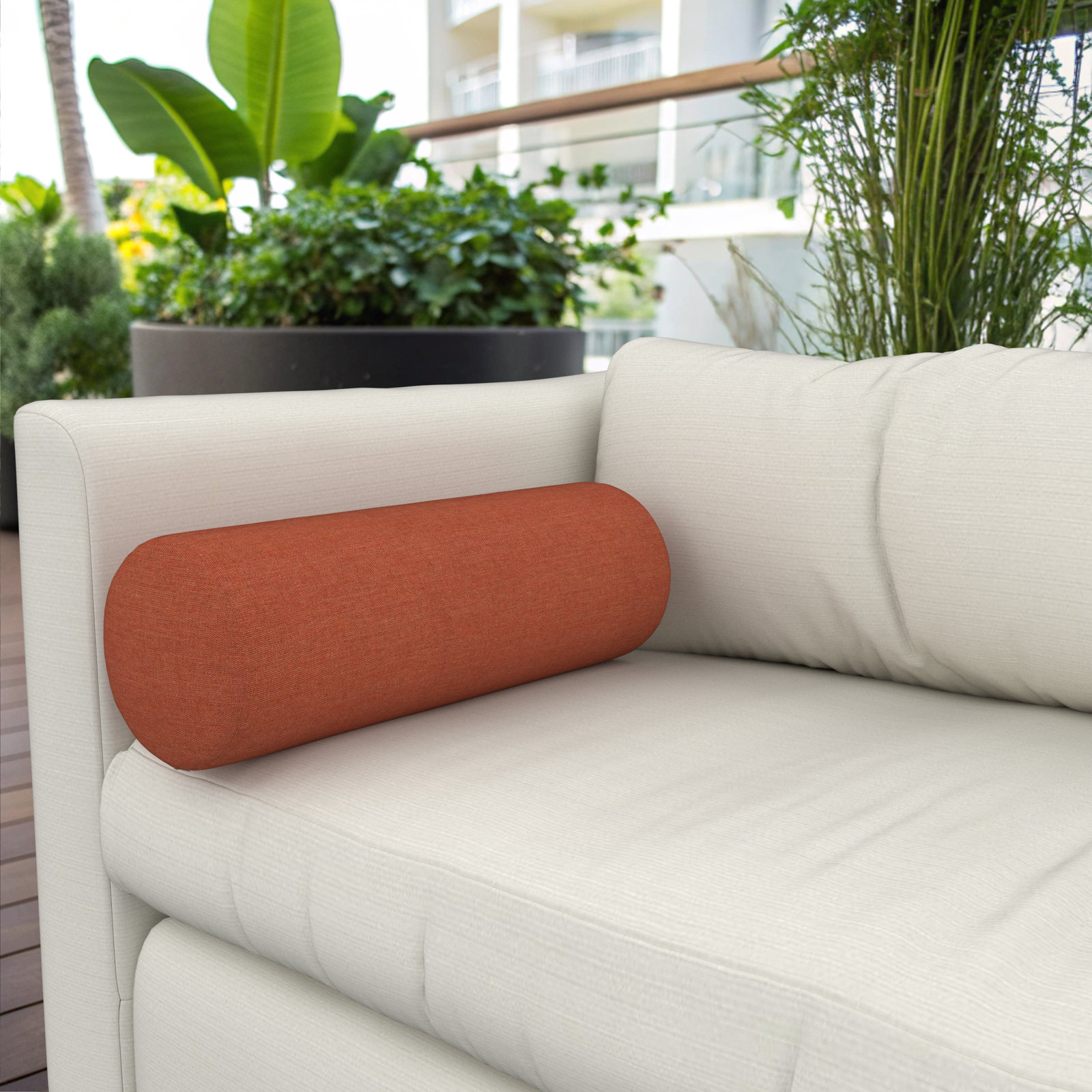 Amala Sunbrella® Throw Pillow, Orange