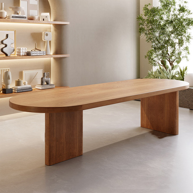 Table de salle à manger ovale brune, H 29,53 po x L 70,87 po x l 31,5 po
