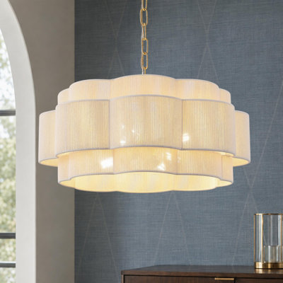 23.2" 6-Light Scalloped Rope Tiered Chandelier