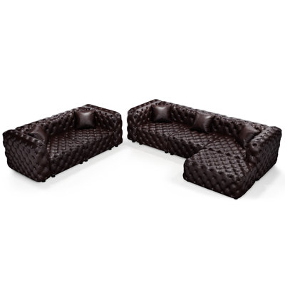 Compression Modular Sectionals, Faux Leather Tufted Modern Living Room