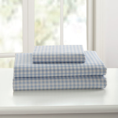 Ensemble de draps en percale 100% coton à densité de tissage 250 fils Gingham