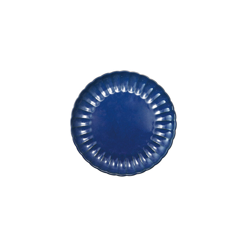 Assiette creuse ronde en grès avec glacis réactif, Bleu
