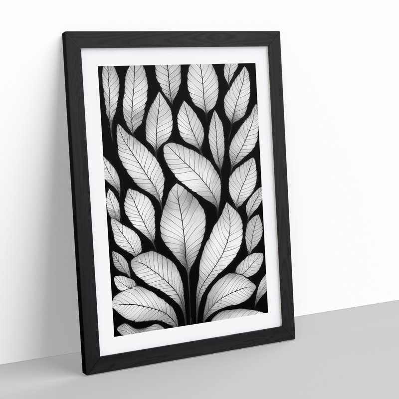 Monochrome Leaves No.2 - Framed Print, Black, 64cm H x 46cm W x 2cm D