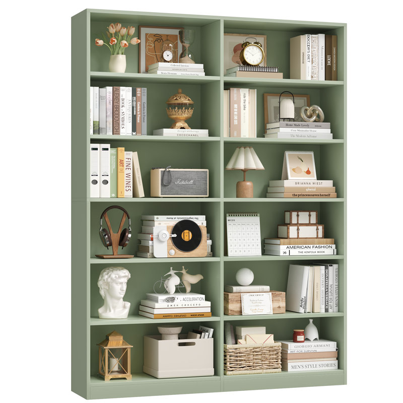 Bibliothèque standard à 6 niveaux H 74,3 "x l 47,2" Geng, Vert, (6 tablettes) H 74,3 po x l 47,2 po x P 11,8 po