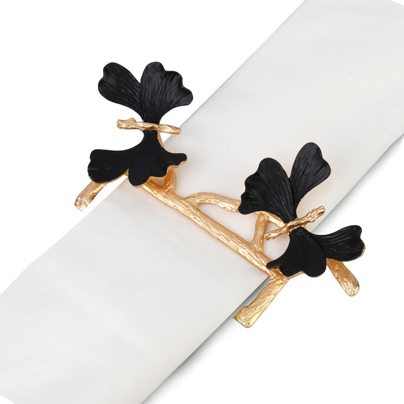 Rond de serviette papillon, Noir