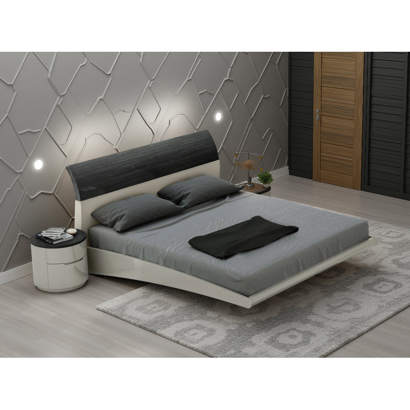 Lit gris Luxury Caver, Grand lit