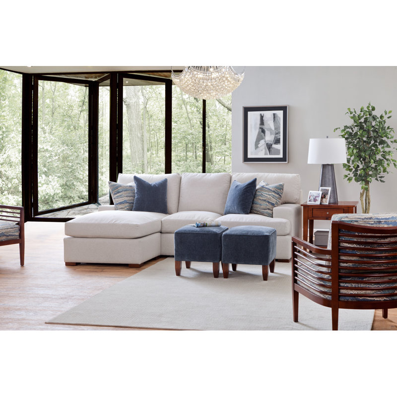 Cambria Upholstered Sectional Reversible, Denim Stripe, 0206-61, Flax