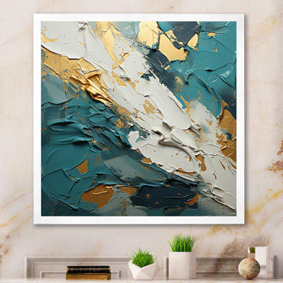 Serenity Sunset In Teal And White I - Abstract Shapes Framed Prints