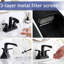 Robinet de salle de bain noir mat, 4 pouces, conception en cascade, 2 poignées, pivotant à 360 degrés, lavabo à 3 trous, style contemporain