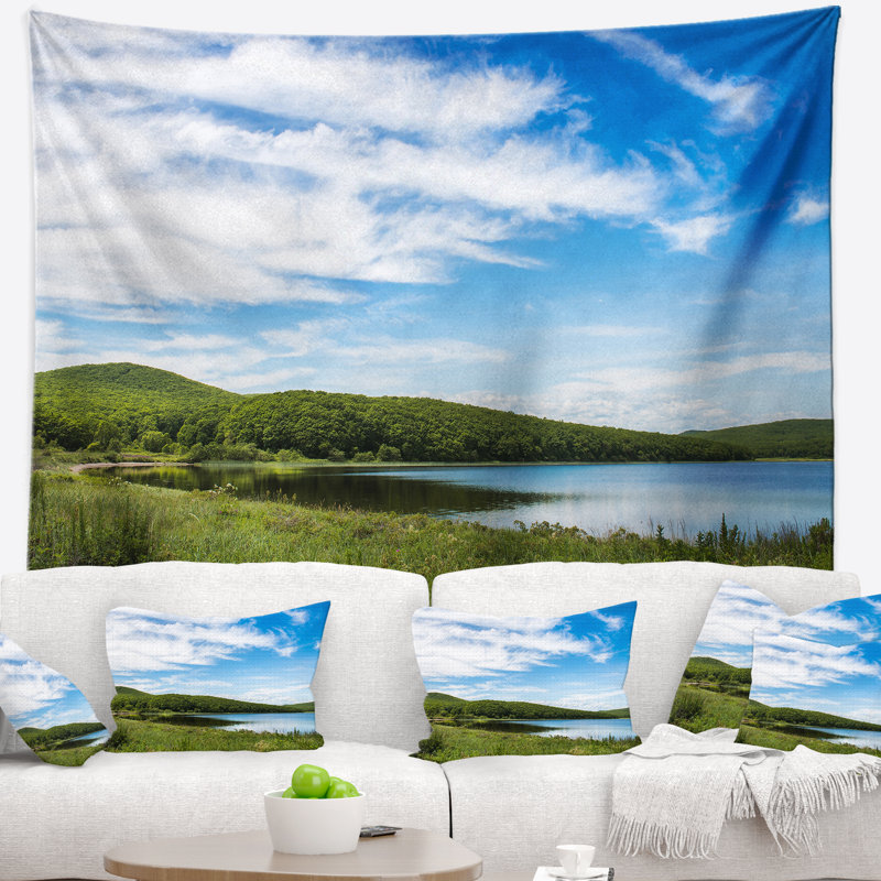 Tapisserie en polyester de la plage de l’océan de côte pacifique avec accessoires suspendus inclus, H 78 po x l 92 po