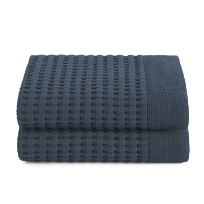Waffle Hand Towel Set of 2 – Super Absorbent 100% Natural Cotton, Quick-Drying, Modern Style