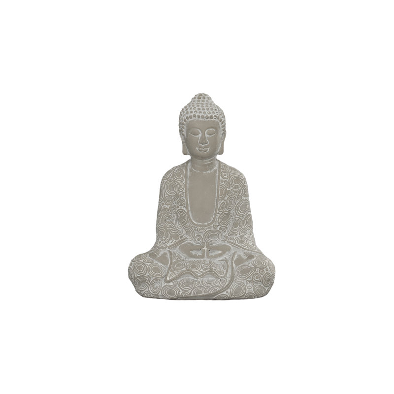 Bouddha gris: 8,50 po x 6,50 po x H 11,25 po