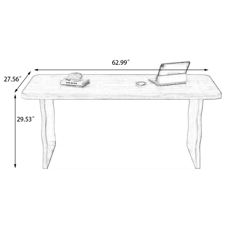 Bureau rectangulaire en bois manufacturé brun clair, H 29,53 po x l 62,99 po x P 27,56 po