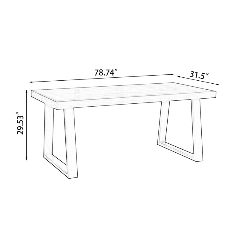 Brown Rectangular Solid Wood Dining Table, 29.53"H x 78.74"L x 31.5"W