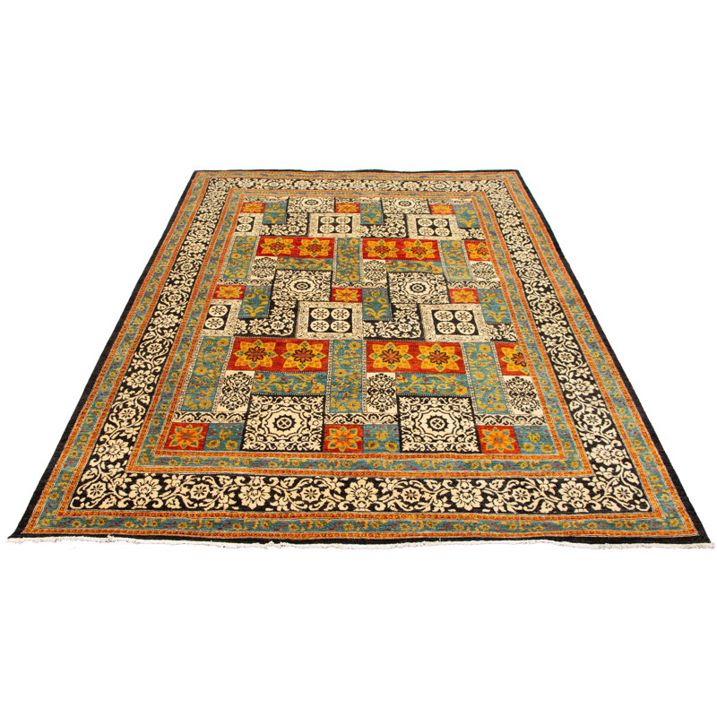 Tapis décoratif en laine noué à la main de conception unique New Age Lahore de conception unique 9 pi 2 po x 12 pi 5 po Brylyn
