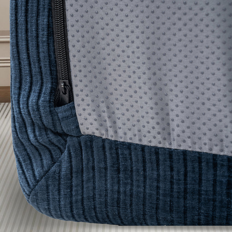 Chaise d'appoint moderne rembourrée surdimensionnée, canapé simple sans siège avec assise profonde, Marine