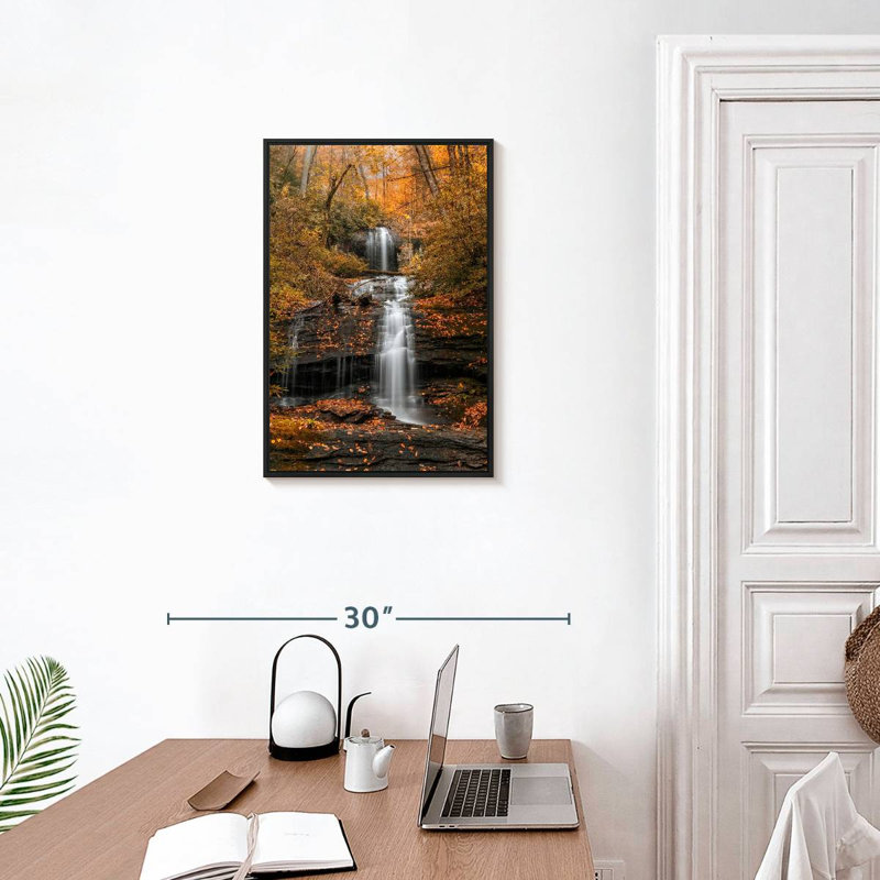 Autumn Minnehaha Waterfall, Floating Frame Black, 17" x 25"