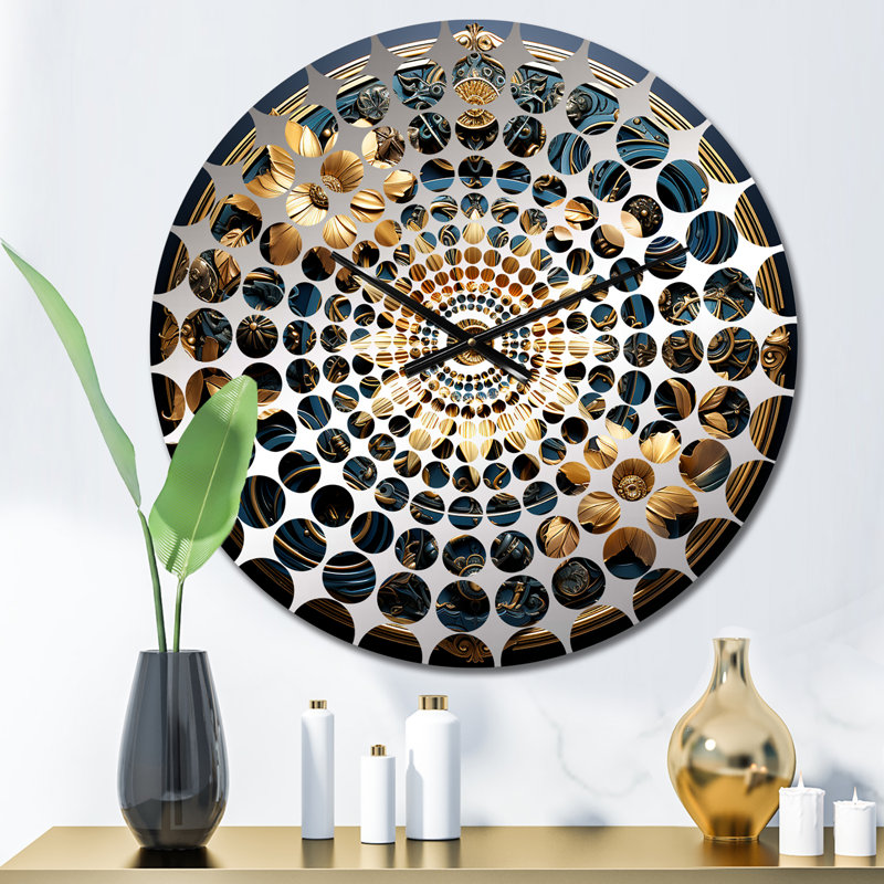 Horloge murale fleurs et or 3D, Petit