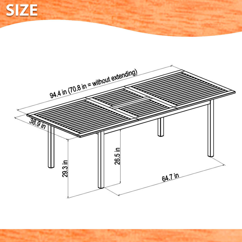 Ensemble repas extensible pour 8 personnes Anautica