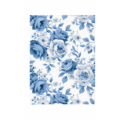 «Floral Dreaming of Blue Flowers II Shabby Chic», reproduction d'art non encadrée