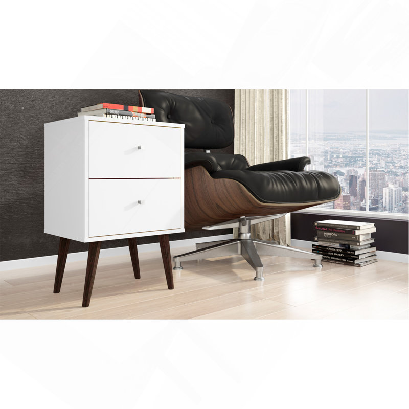 18" Nightstand In White (2-Drawer), White