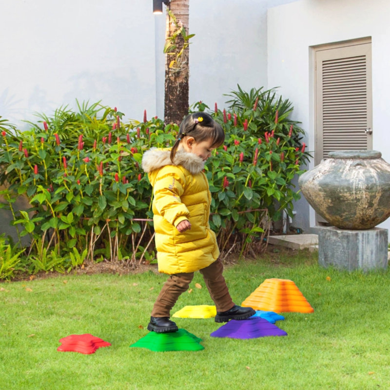 6-piece Starfish Style Kids Balance Stepping Stones, Non-slip Stackable Obstacle Course, Indoor Outdoor Toddler Balance Garden Toys For Ages 3-8