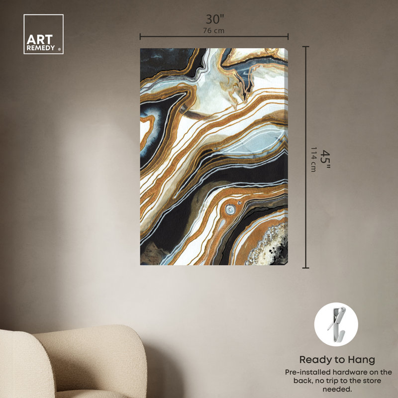 Black and Gold I, Wrapped Canvas, 45" H x 30" W