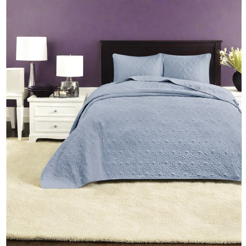Ensemble de literie réversible en coton bleu, ensemble de courtepointe simple TG