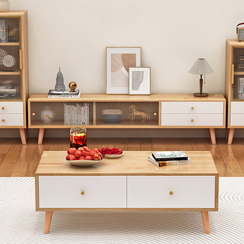 Meuble télé écologique peint, Blanc / bois noueux