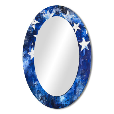 Stars Over The USA Flag - White Traditional Oval Wall Mirror