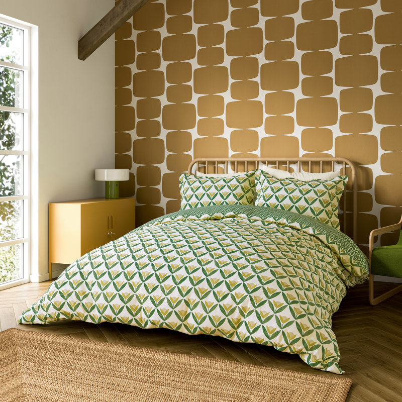 Tulip Trellis Cotton Floral Duvet Cover Set with Pillowcases, Super King Duvet Cover  + 2 Pillowcases