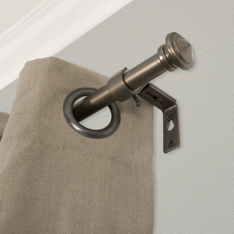 Iniguez Adjustable Single Curtain Rod, 18" - 36" W, Bronze