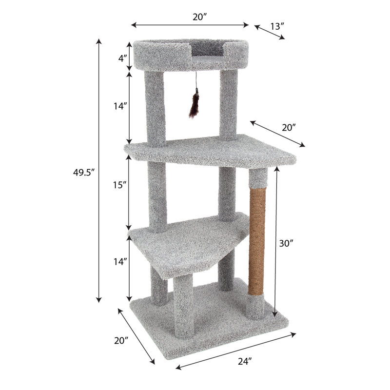 50'' H Kitty-Quick Cat Tree, Gray