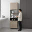 Armoire de cuisine en chêne avec tablettes ouvertes et 4 portes pour le rangement | Idée de cadeau-1483900428