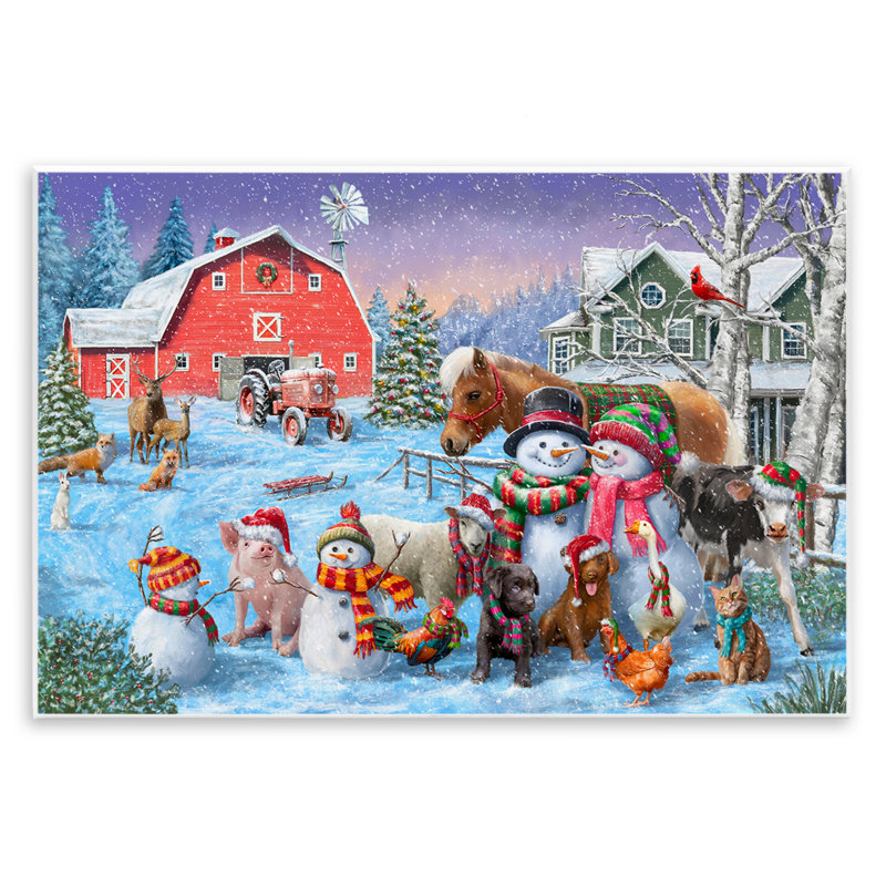 «Snowman & Dogs Family» par Grateful Licensing, H 10 po x l 15 po