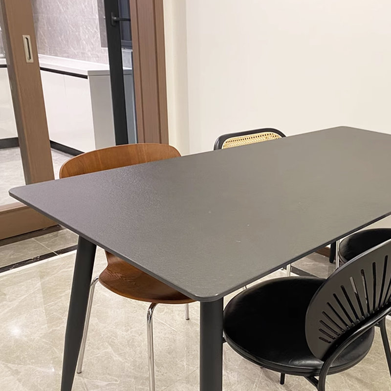 Table de salle à manger moderne en pierre noire minimaliste moderne, H 29,53 po x L 70,87 po x l 31,5 po