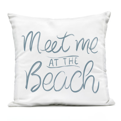 Minimal Meet At Beach Design by SunDance Group; LLC Outdoor Printed Pillow